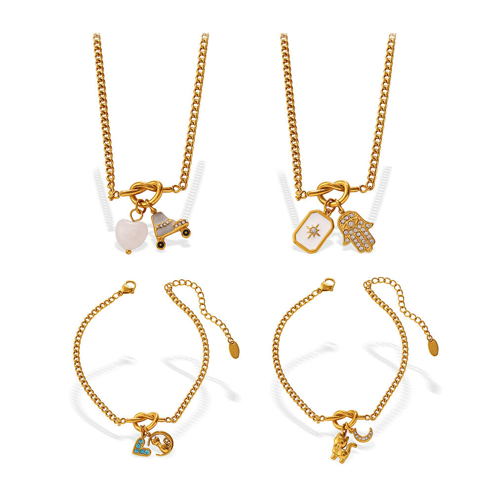 Retro Heart Animal Stainless Steel Waterproof Gold Color Rhinestone Zircon Women's Jewelry Sets h5Picture5