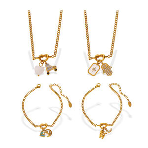Retro Heart Animal Stainless Steel Waterproof Gold Color Rhinestone Zircon Women's Jewelry Sets h5 Picture5