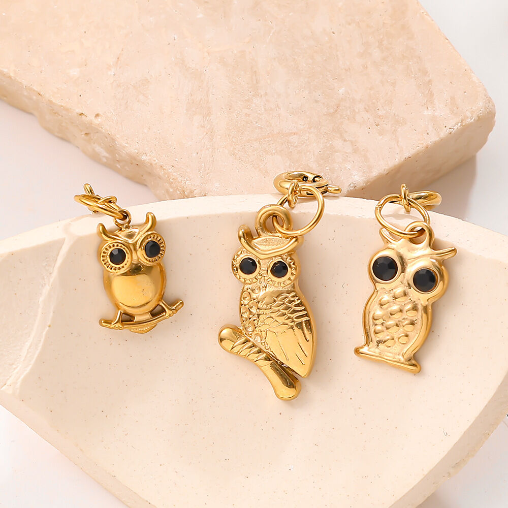 Luxury DIY Cut Animal Stainless Steel Waterproof Gold Color Rhinestone Women's Pendants h5Picture3