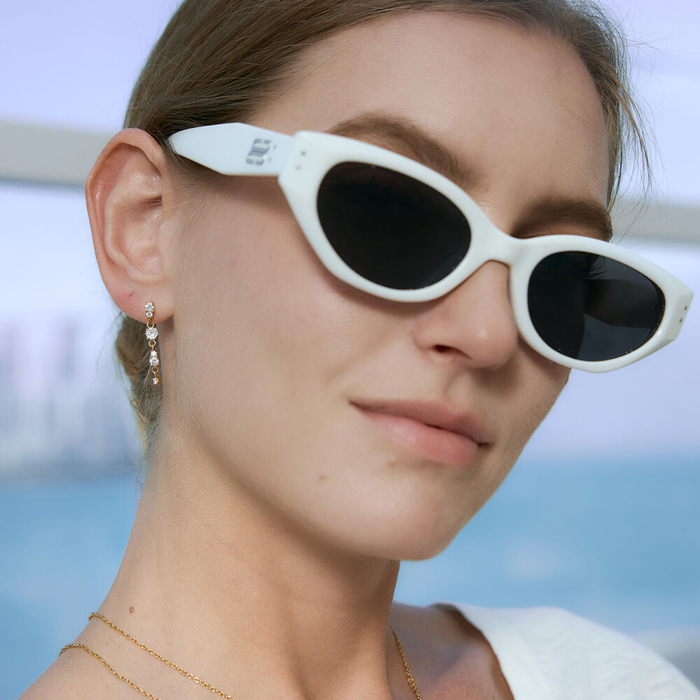 Simple Tassel Stainless Steel Waterproof Gold Color Zircon Women's Dangle Earrings Picture4