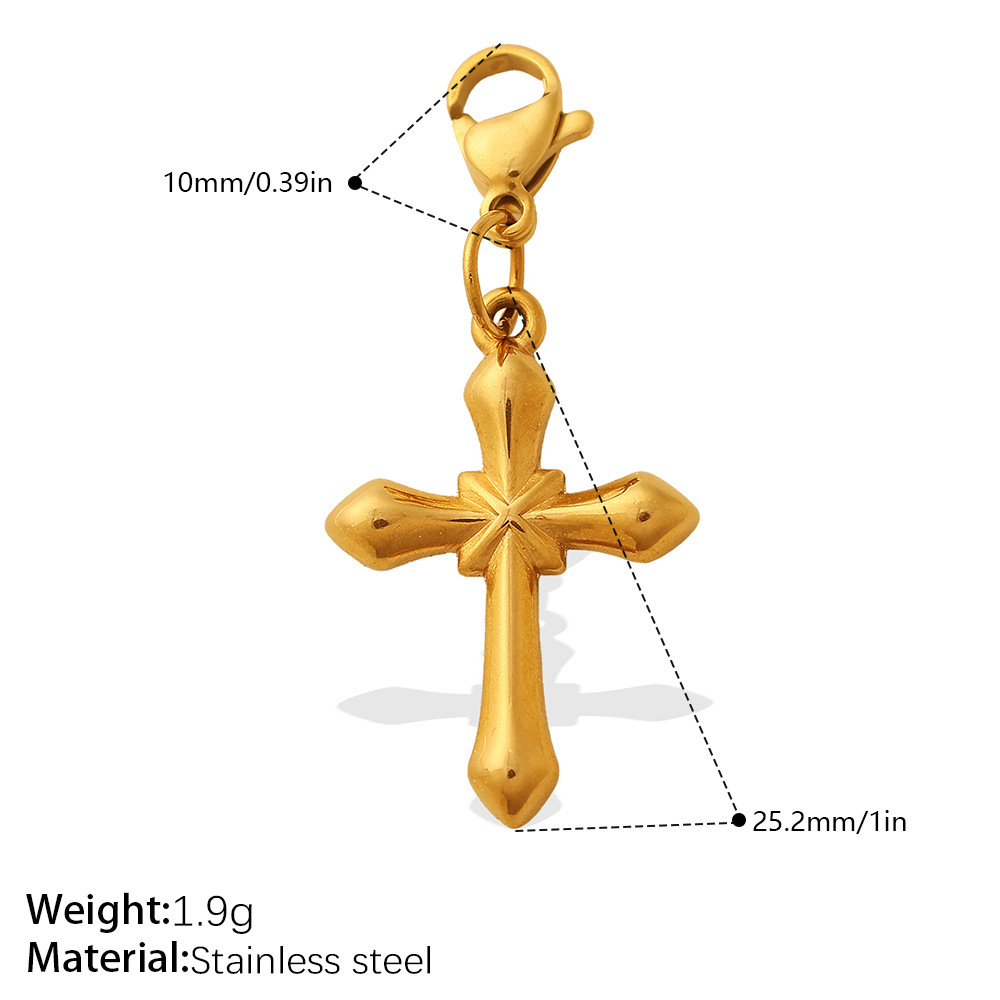 Daily Cross Stainless Steel Waterproof Gold Color Rhinestone Pendants h5Picture2