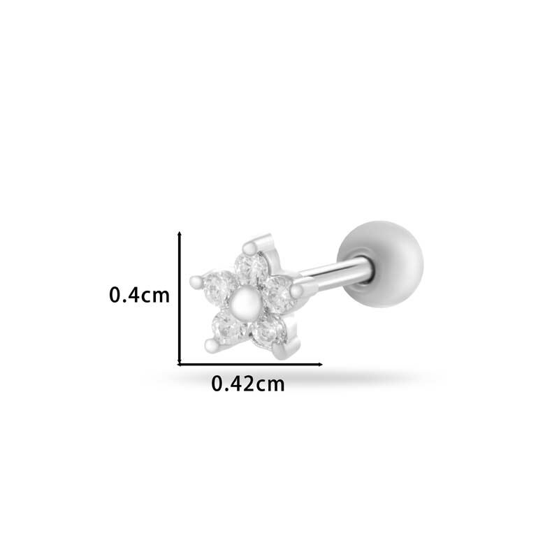 Schlichte Ohrringe mit Blumen-, Stern- und Mondmotiv aus Kupfer und Zirkonia für Damen h5 Bild2