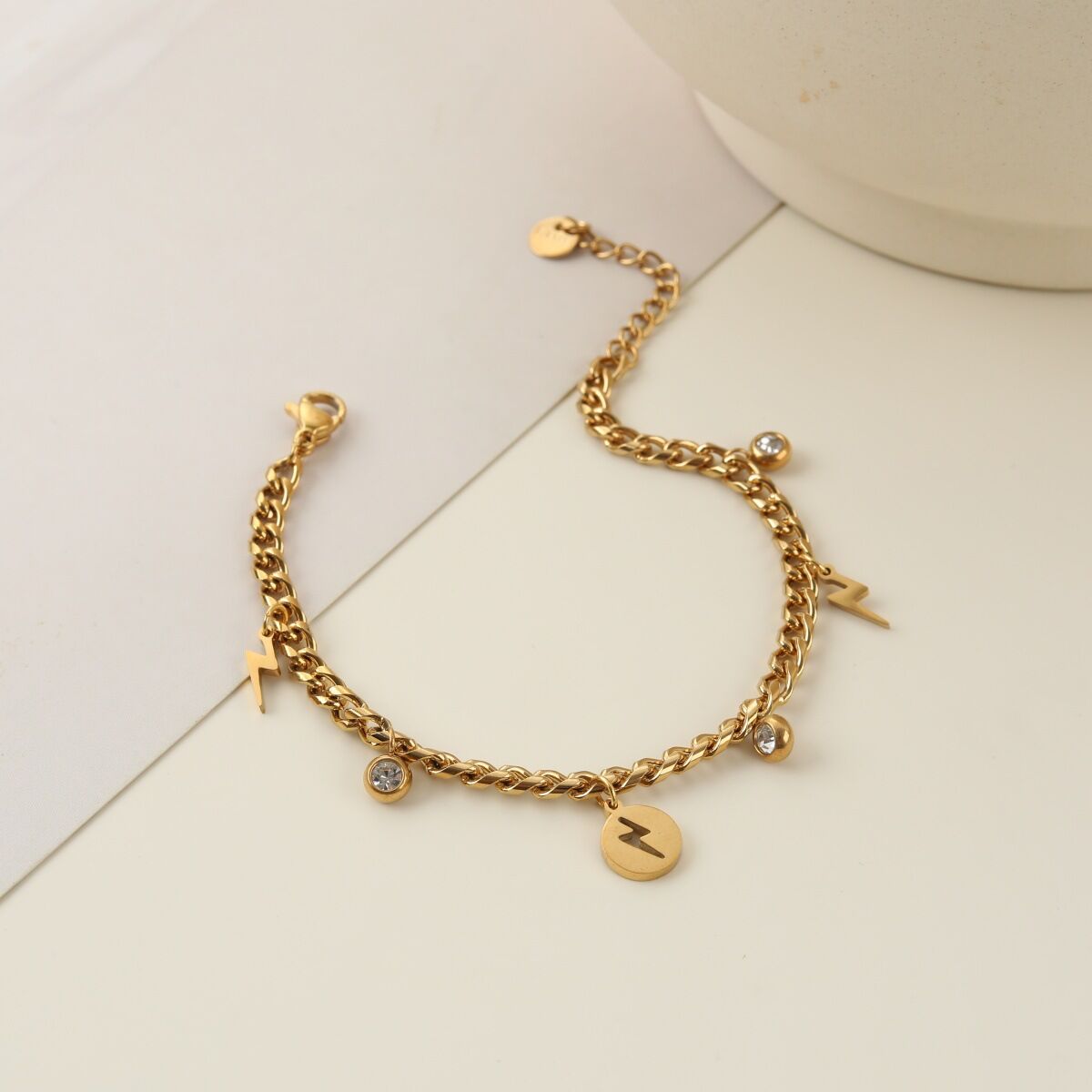 Simple Series Daily Chain Stainless Steel Gold Color Waterproof Women's Chain Bracelets Picture3