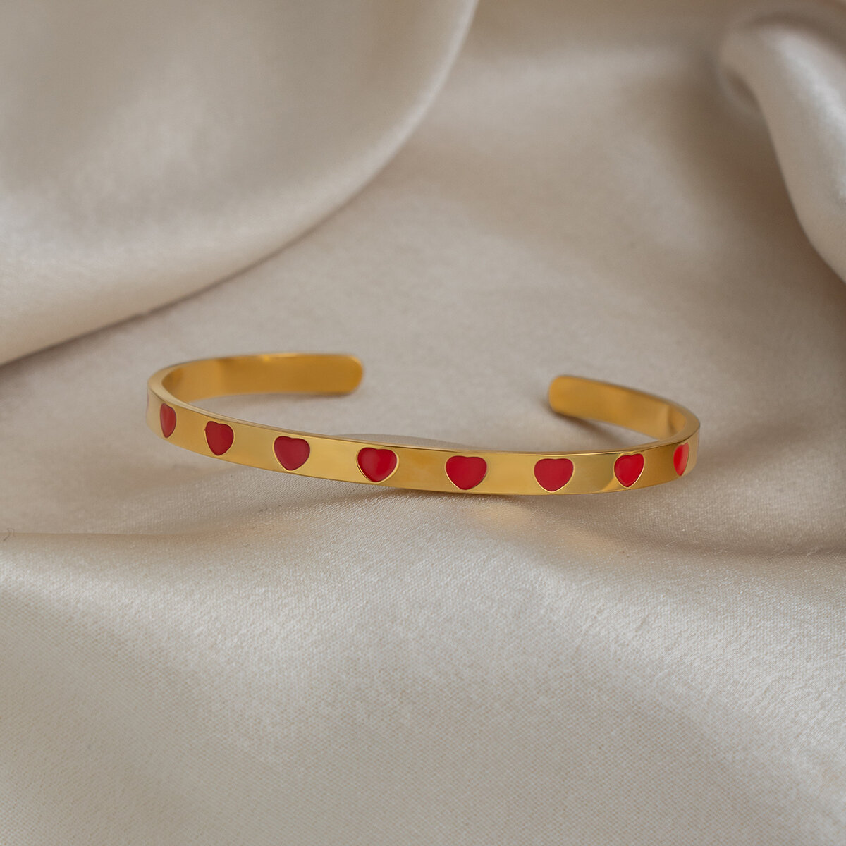Sweet Heart Stainless Steel Waterproof Gold Color Women's Cuff Bracelets h5 Picture3