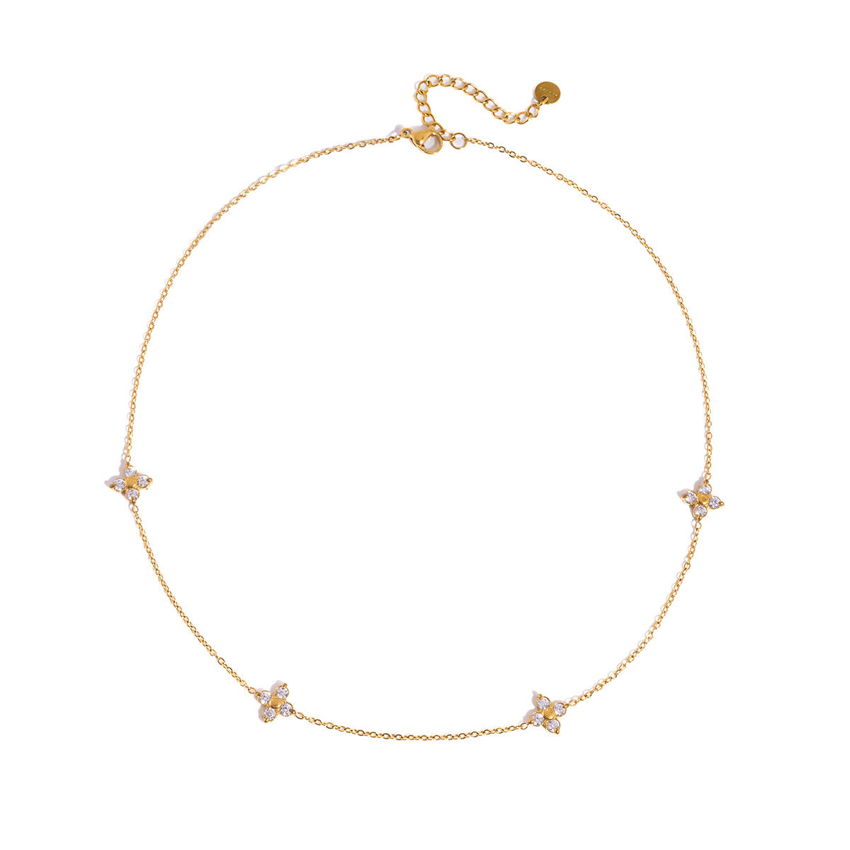 Simple Elegant Star Chain Stainless Steel Waterproof   Gold Color  Zircon Women's Necklaces Sets Picture5