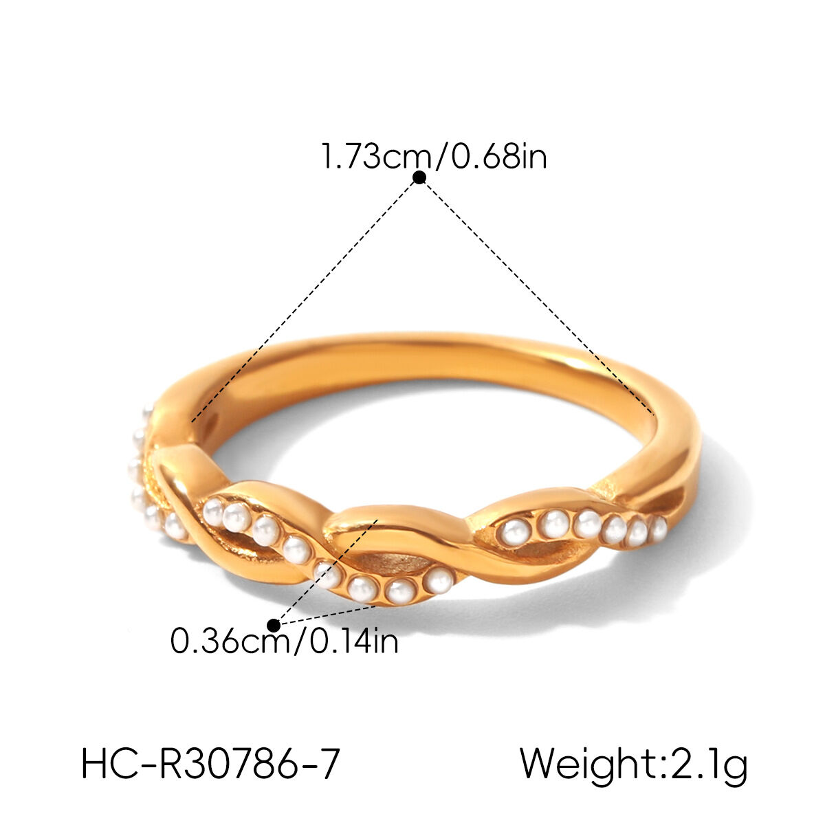 Simple Series Daily Circle Stainless Steel Waterproof   Gold Color  Pearl Women's Gemstone Rings h5 Picture2