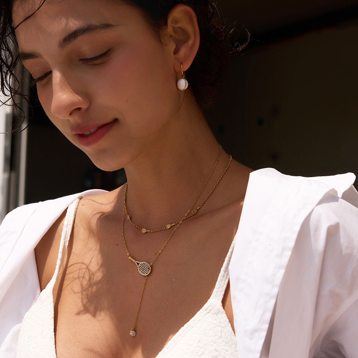 Romantic Elegant Irregular Shape Stainless Steel Waterproof Gold Color Women's Jewelry Sets h5Picture3