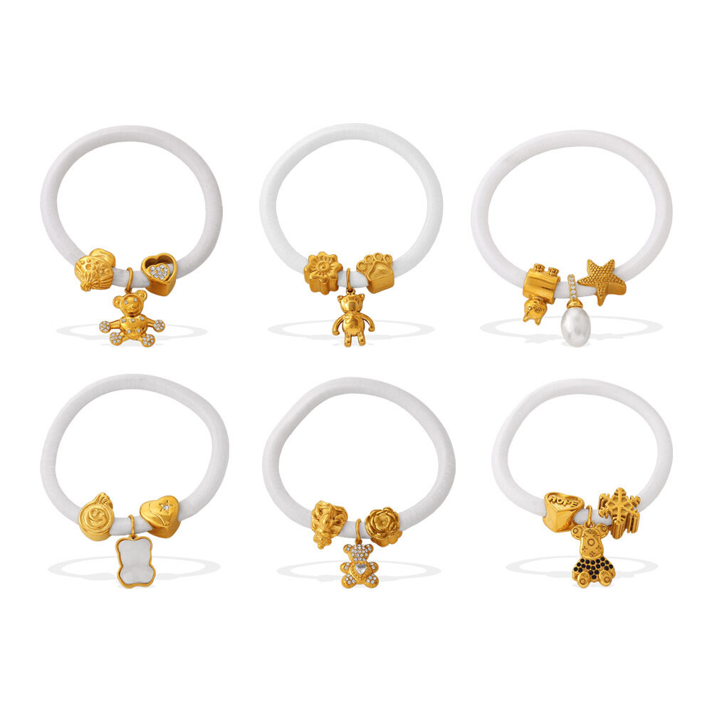 Simple Series Daily Heart Animal Edelstahl Goldfarben Strass Zirkonia Perlen Muschel Damen Scrunchies Bild5
