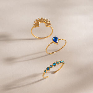 Luxurious Series Retro Sun Stainless Steel Waterproof Gold Color Ring Sets h5 Picture4