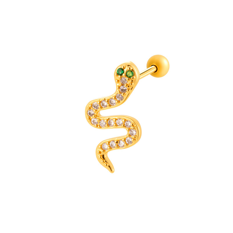 Schlichte Schlangenohrringe in Kupfer-Gold-Optik mit Zirkonia für Damen h5Bild6