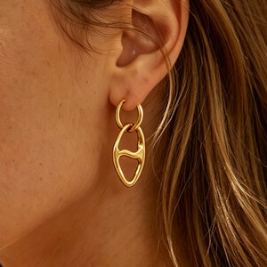 Simple Daily Animal Stainless Steel Waterproof Gold Color Women's Hoop Earrings h5 Picture4