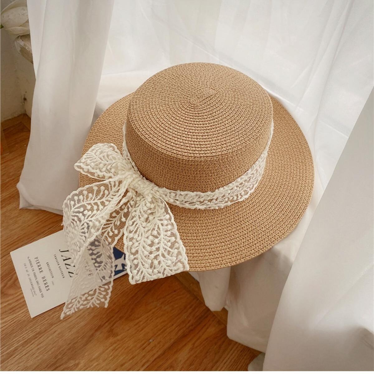 Simple Series Elegant Bow Knot Raffia Women's Straw Hats