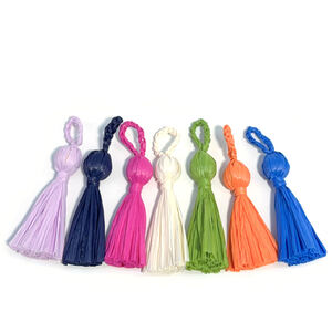 Ethnic Series Daily Solid Color Tassel Woven Raffia Bag Charms h5 Picture2