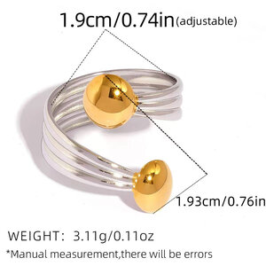 Simple Series Daily Irregular Shape Stainless Steel Waterproof Gold Color Ring h5