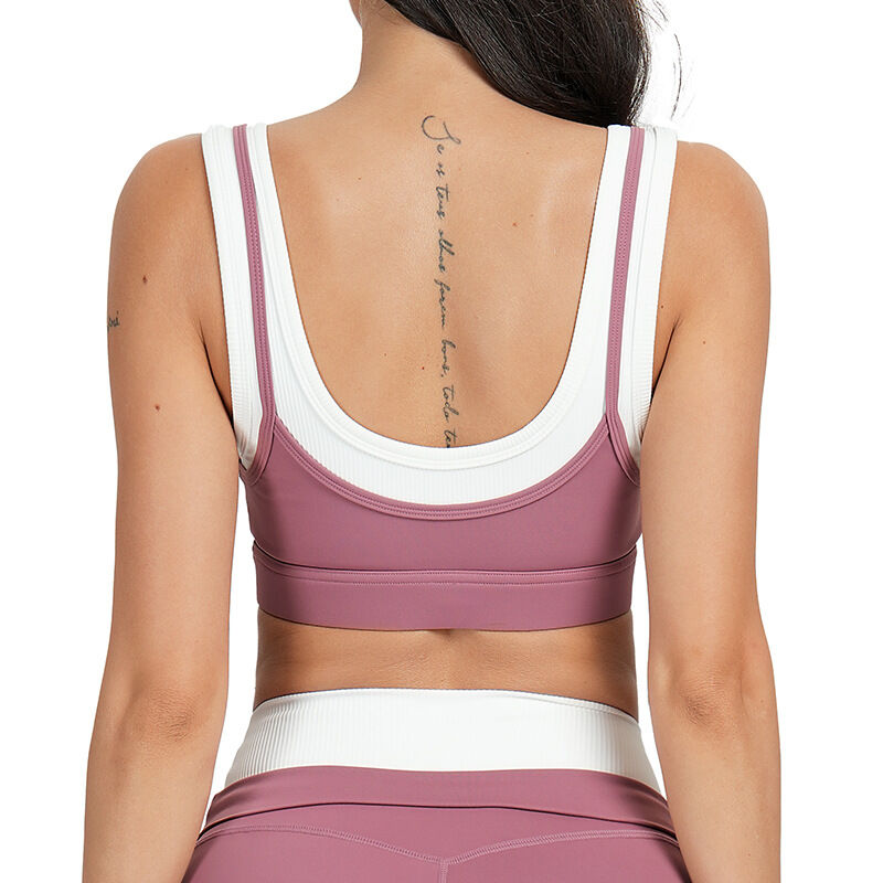 Soutien-gorge de sport haut de gamme, confortable et effet nude, à blocs de couleur. h5 Image2