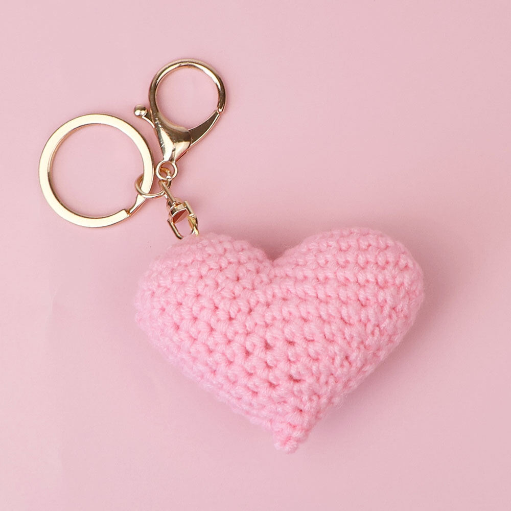 Romantic Series Sweet Heart Woven Cotton Keychain 
