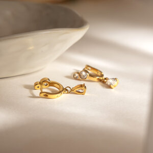 Simple Droplet Stainless Steel Waterproof Gold Color Zircon Women's Drop Earrings h5 Picture4