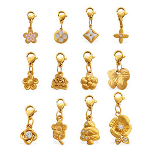 Sweet Flower Clover Stainless Steel Waterproof Gold Color Pendants h5 Picture4