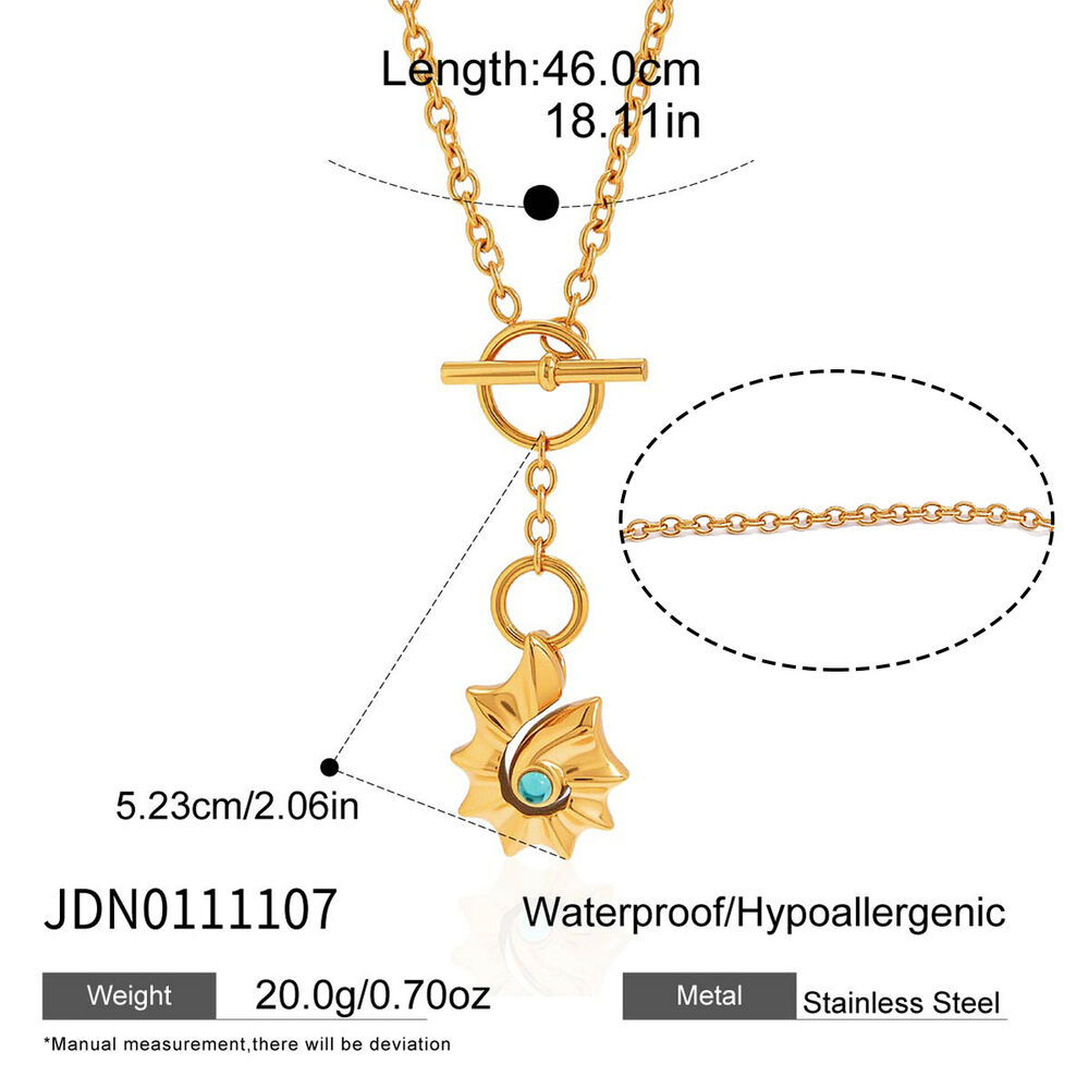 Vacation Oceanic Style Stainless Steel Waterproof Gold Color Women's Necklaces Sets