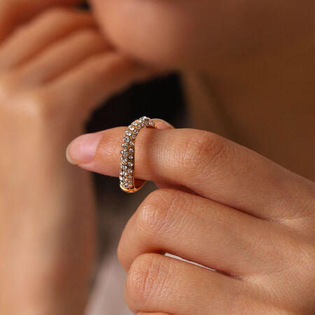 Simple Irregular Shape Stainless Steel Waterproof Gold Color Zircon Women's Gemstone Rings