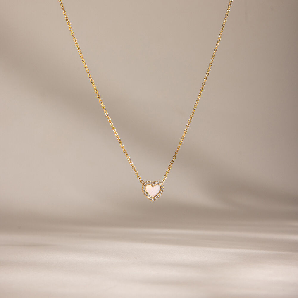 Elegante Herzanhänger-Halskette für Damen aus Edelstahl, wasserdicht, goldfarben, aus der Simple Series h5Bild4