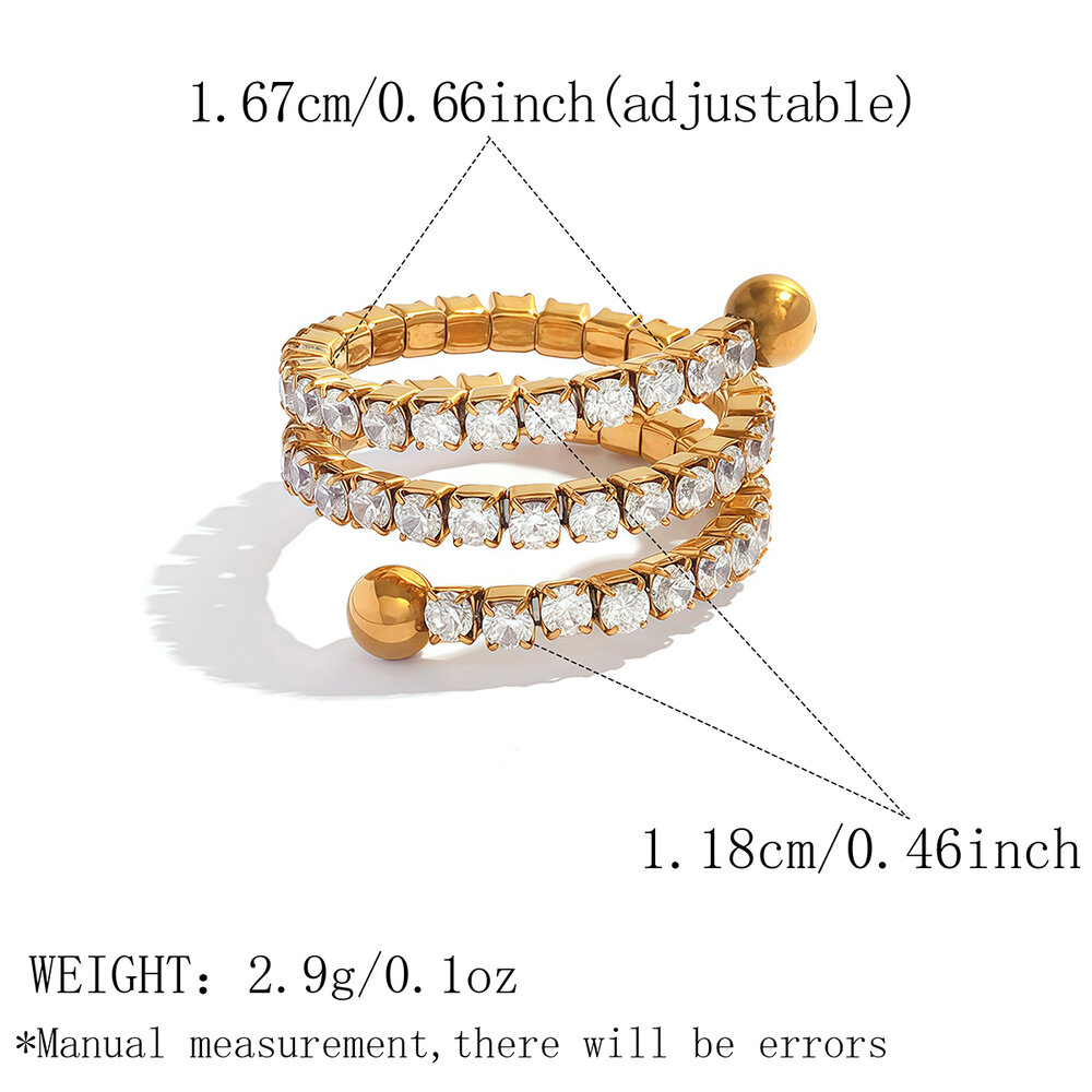 Simple Series Daily Irregular Shape Stainless Steel Waterproof Gold Color Zircon Ring Sets