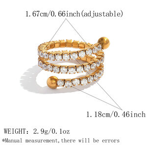 Simple Series Daily Irregular Shape Stainless Steel Waterproof Gold Color Zircon Ring Sets h5