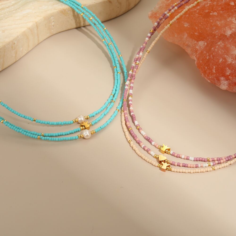 Simple Series Daily Chain Stainless Steel Waterproof Gold Color Women's Beaded Necklaces Picture2