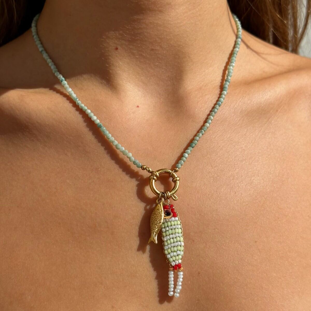 Vacation Fish Acrylic Gold Color Crystal Women's Beaded Necklaces Picture3