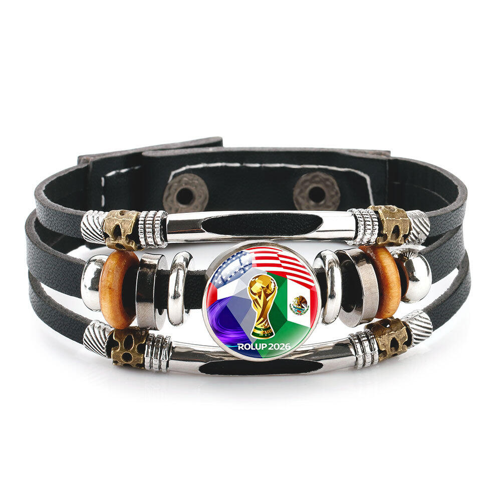 Ethnic Series Retro Football Leather Glass Unisex Men's Bracelets