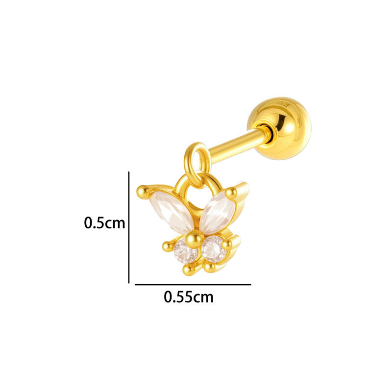 Simple Heart Cross Star Leaf Butterfly Copper   Gold Color  Zircon Women's Piercing Earrings Picture2