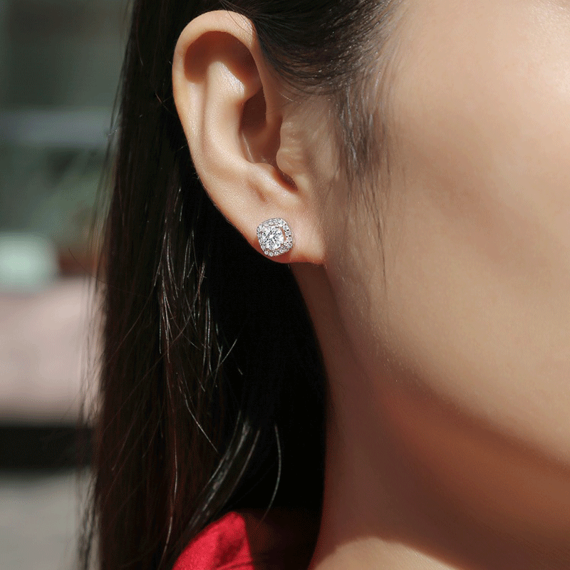 Luxurious  Simple Star Circle Rectangle S925 Moissanite Women's Moissanite Earrings Picture3