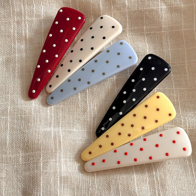 Einfache Serie Retro-Haarspangen aus Acryl mit einfarbigen Punkten und Polka-Dots h5 Bild2