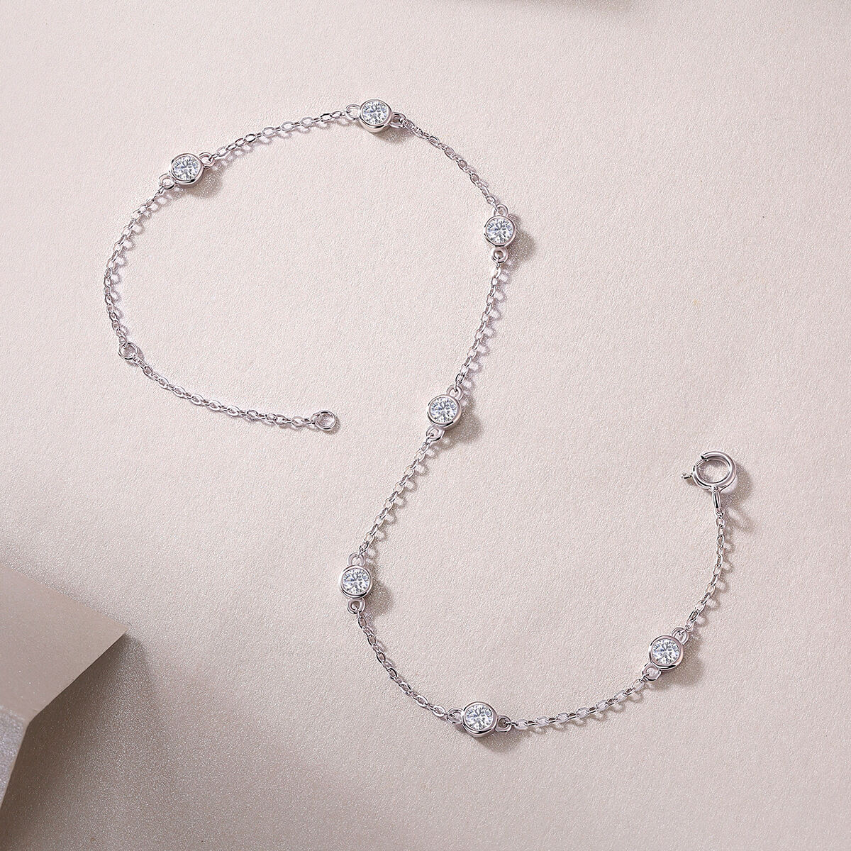 Simple High Elegant Chain Circle S925 Platinum Plating Moissanite Women's Moissanite Bracelets Picture3