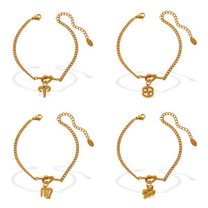 Simple DIY Daily Constellation Stainless Steel Waterproof Gold Color Women's Charm Bracelets h5 Picture5