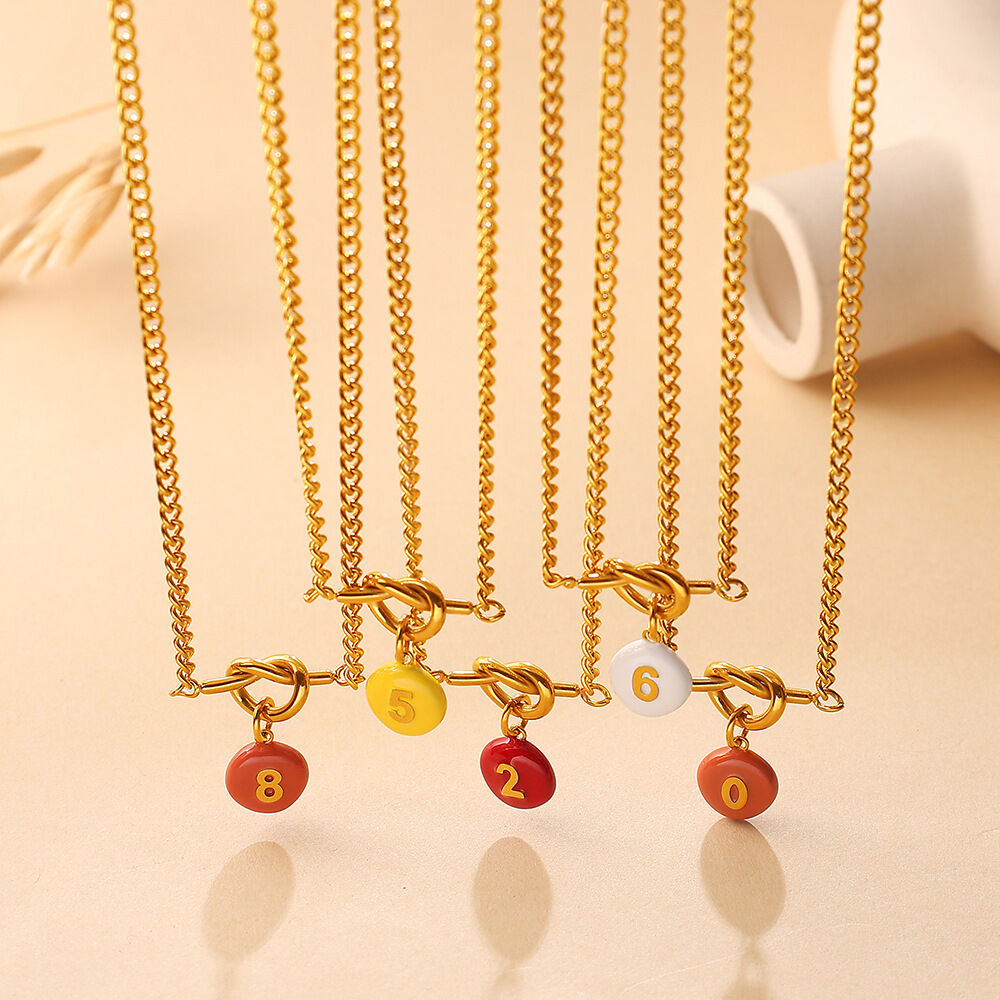 Simple Number Stainless Steel Waterproof Gold Color Women's Pendant Necklaces Picture2