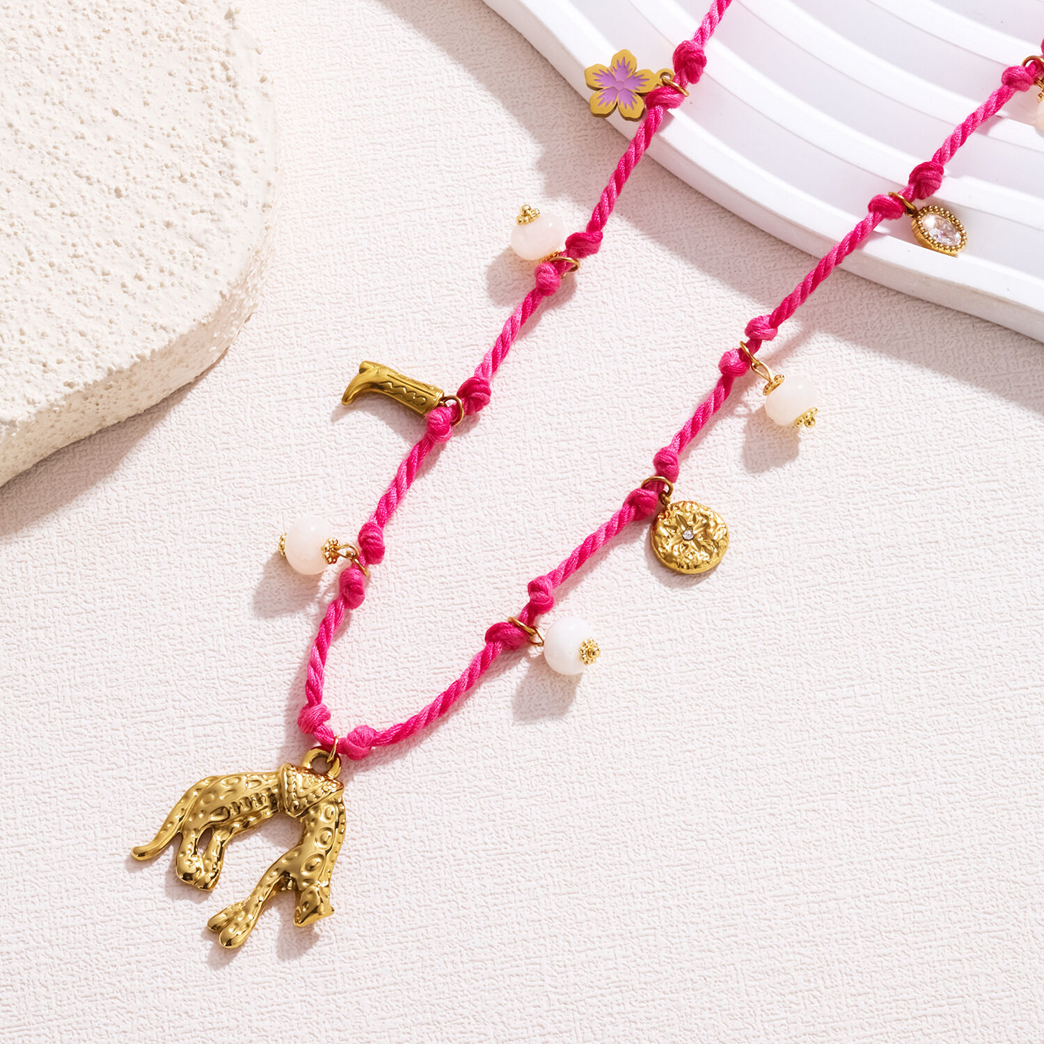 Retro Animal Cross Stainless Steel Waterproof   Gold Color  Women's Braided Necklaces Picture3