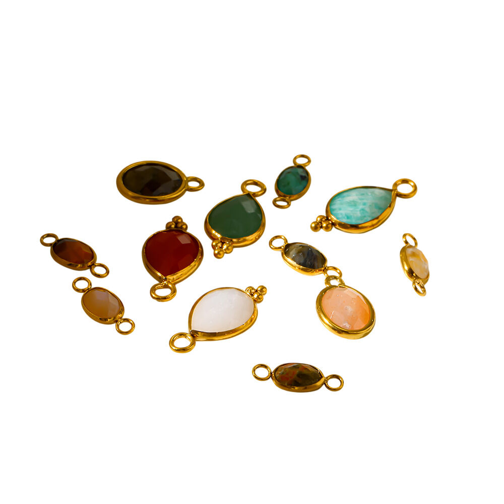Classic Natural Droplet Ellipse Shape Natural Stones   Gold Color  Natural Stone Women's Pendants h5 Picture4