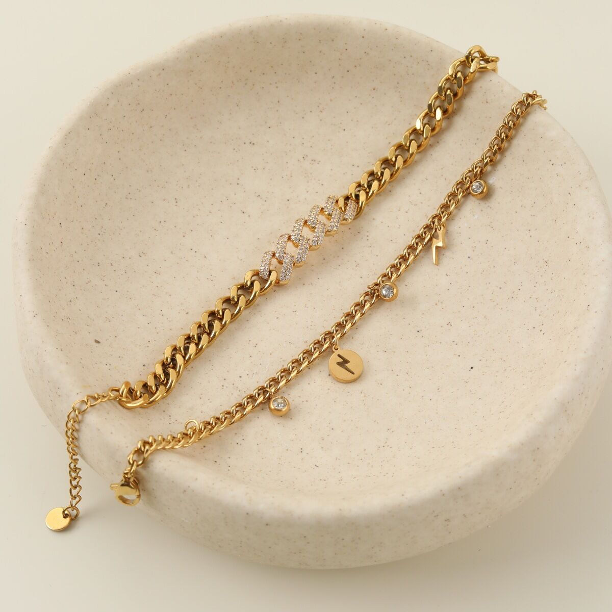 Simple Series Daily Chain Stainless Steel Gold Color Waterproof Women's Chain Bracelets Picture2