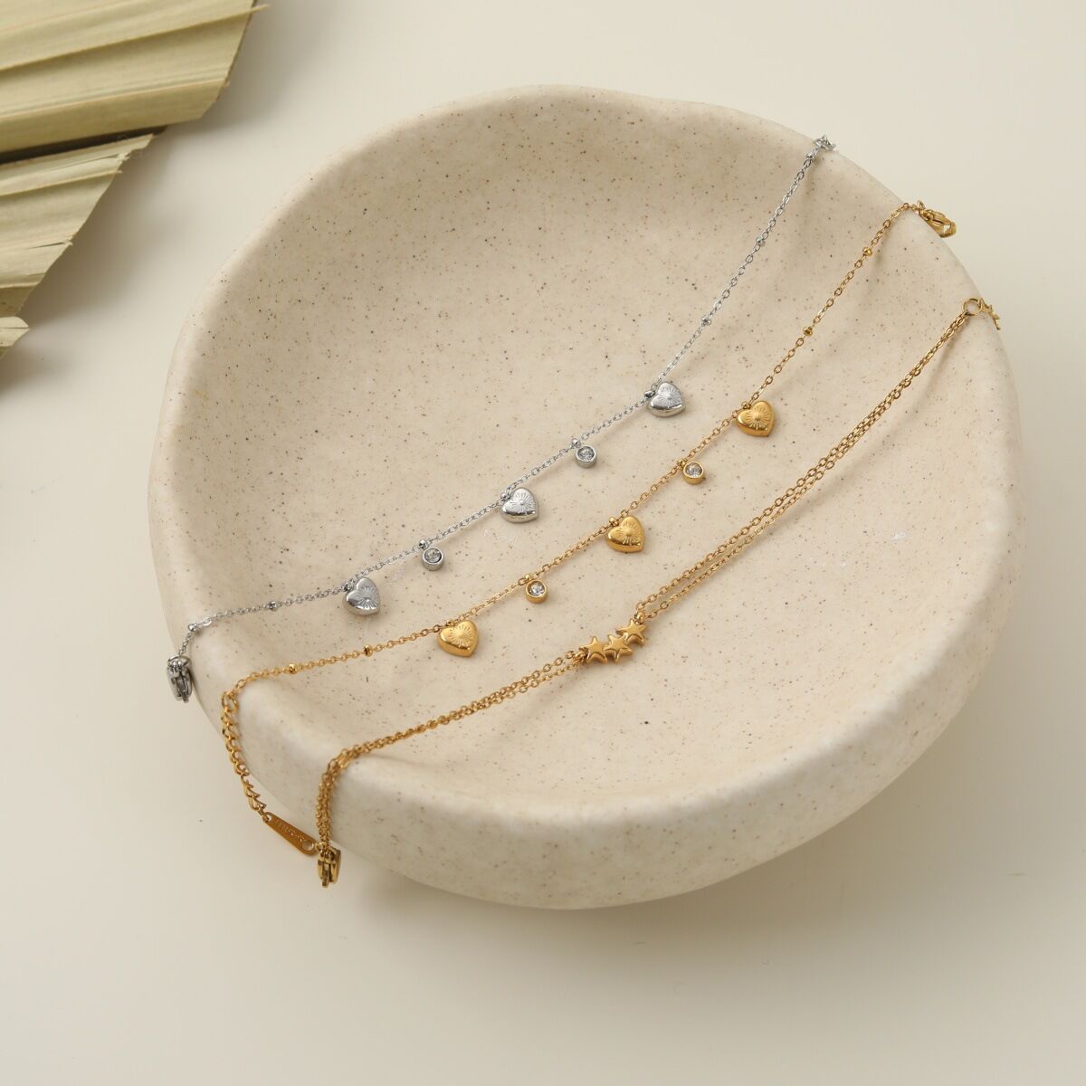 Simple Series Daily Heart Stainless Steel Waterproof   Gold Color  Women's Chain Bracelets 2