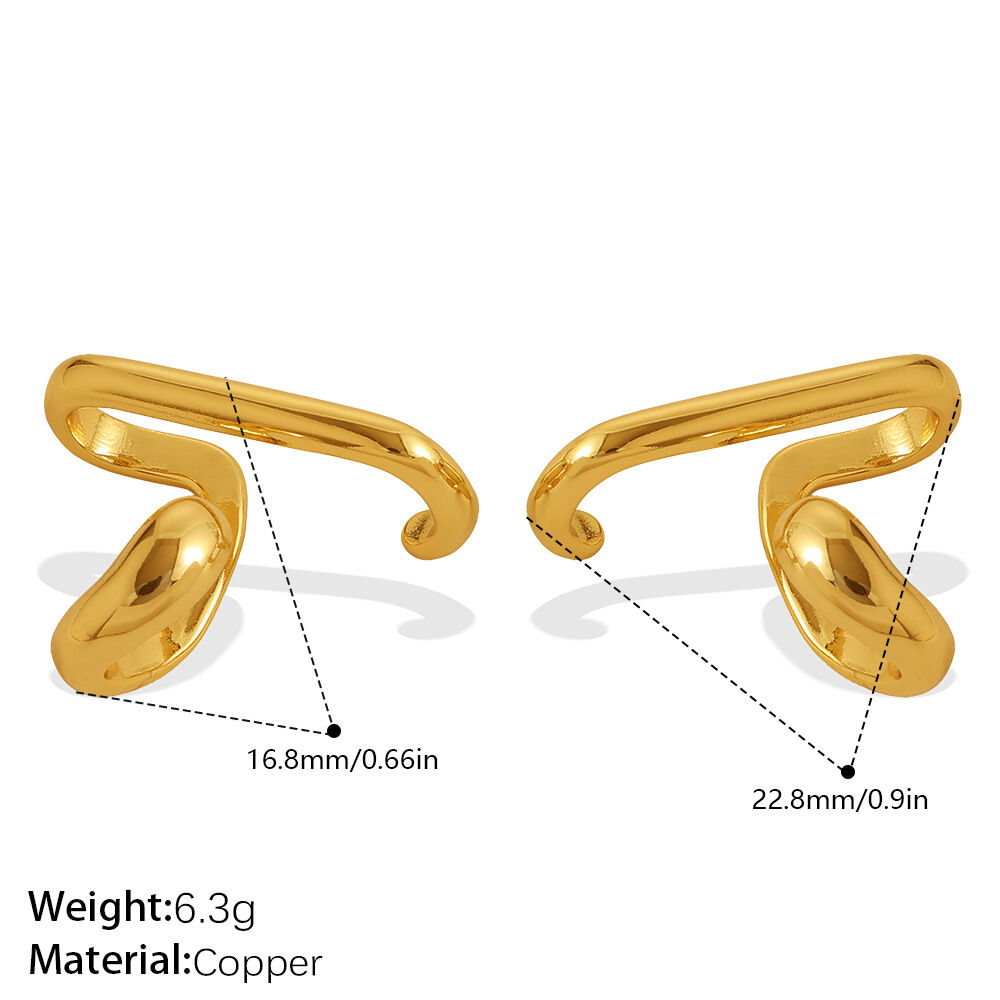 Simple Series Daily Unregelular Shape Lines Copper Gold Color Damen-Clip-Ohrringe h5 