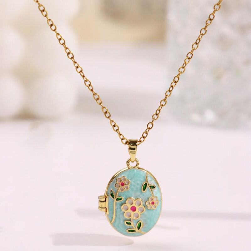 Romantic Series Retro Enamel Flower Alloy Women's Pendant Necklaces h5 