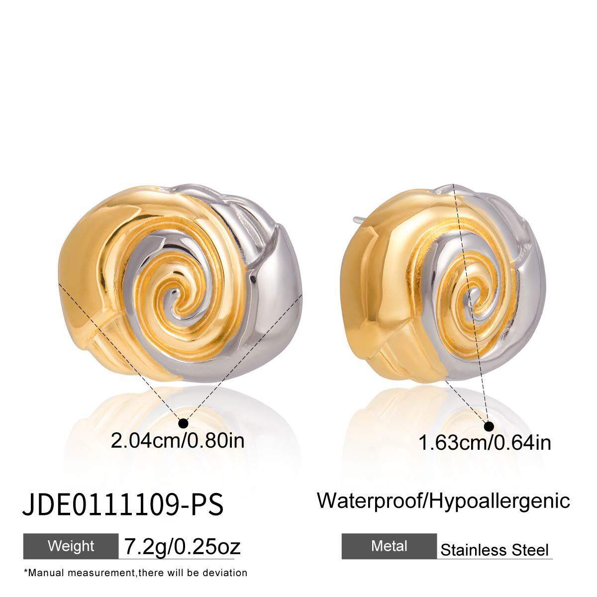 Casual Oceanic Style Mixed Color Lines Stainless Steel Waterproof   Gold Color  Women's Stud Earrings 