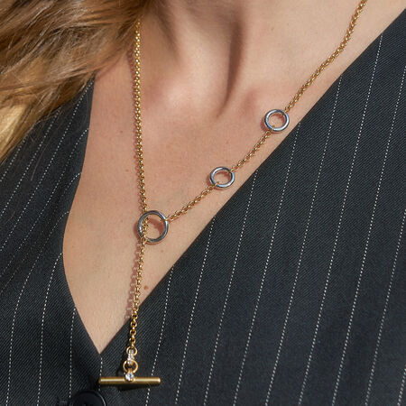 Simple Mixed Gold & Silver Colors Geometric Shape Stainless Steel Waterproof Women's Pendant Necklaces