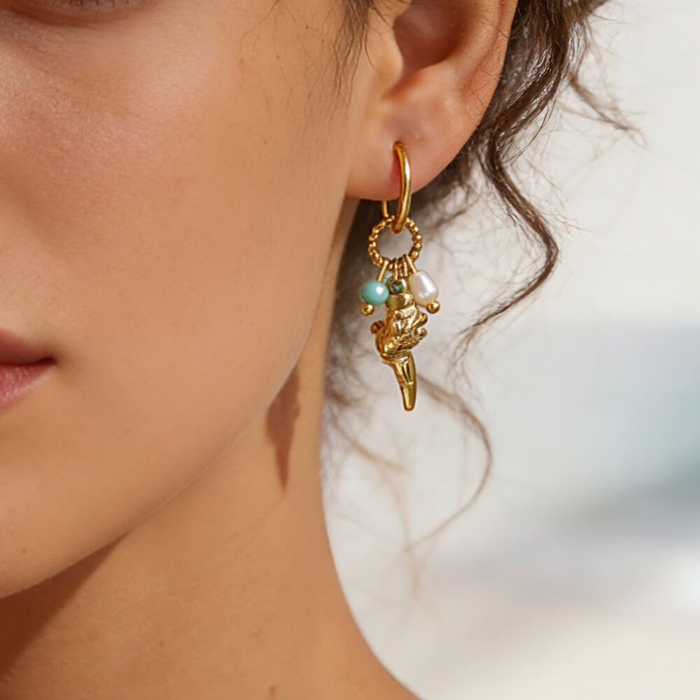 Vacation Oceanic Style Stainless Steel Waterproof Gold Color Women's Drop Earrings h5Picture4