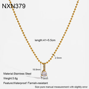 Droplet Triangle Geometric Shape Stainless Steel Waterproof Gold Color Zircon Women's Pendant Necklaces h5