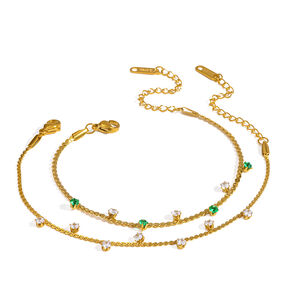 Pulseras de cadena para mujer, de acero inoxidable, impermeables, con forma geométrica informal y color dorado. h5 Imagen4