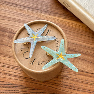 Romantic Series Natural Solid Color Oceanic Style Starfish Acetate Hair Clips h5 Picture2