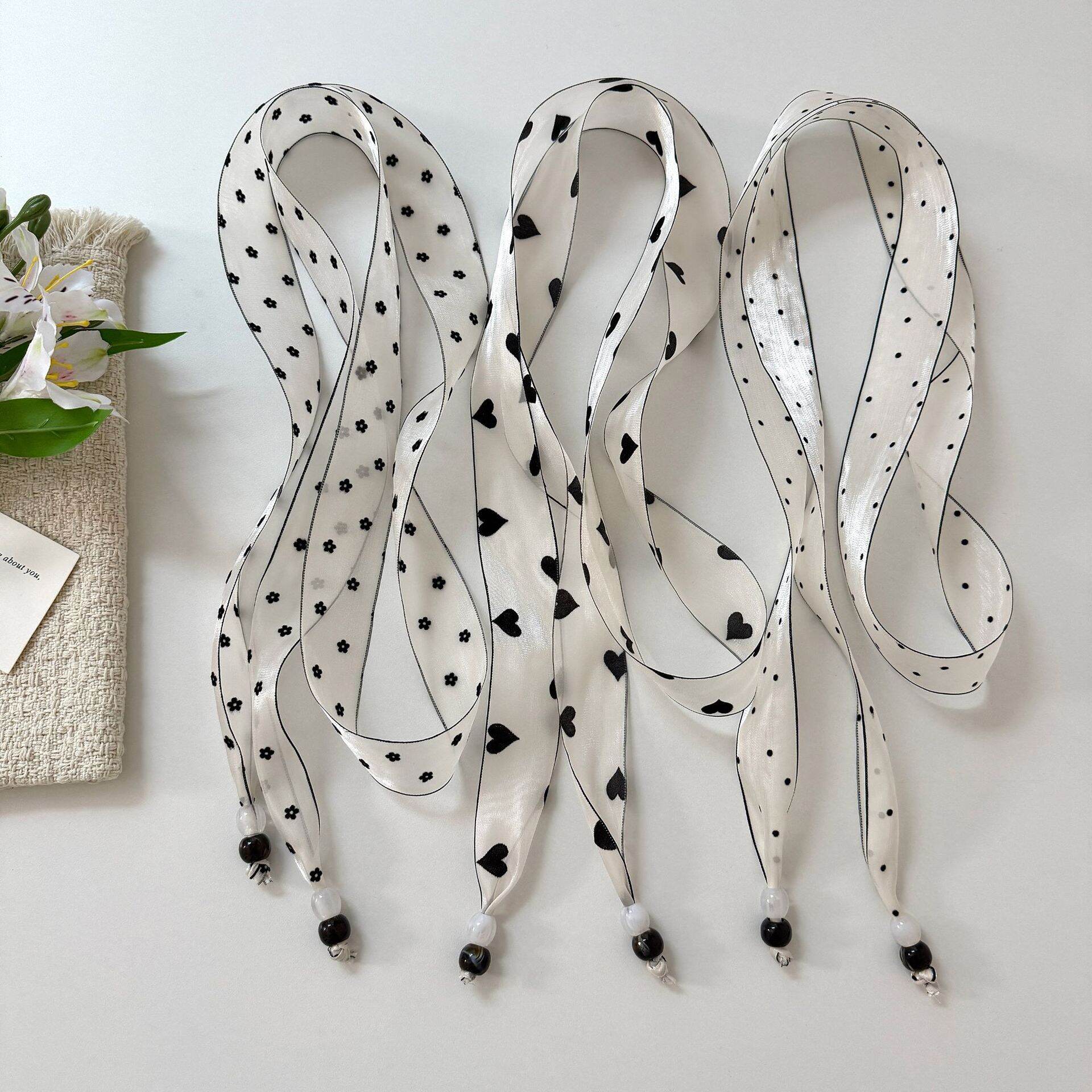 Romantic Series Sweet Flower Polka Dots Women's Summer Scarves 2
