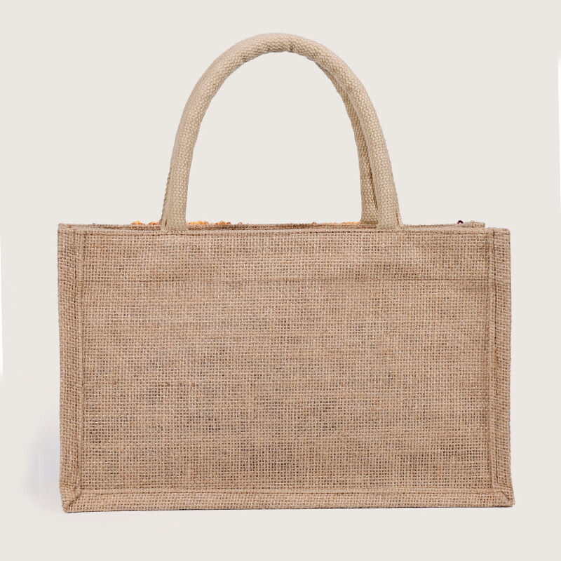 Casual Style Embroidered Sequin Beading Flower Irregular Shape Beads Mixed Color Leaf Linen Women's Square Bag Picture4